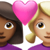 👩🏾‍❤️‍👩🏼 couple with heart: woman, woman, medium-dark skin tone, medium-light skin tone display on Apple